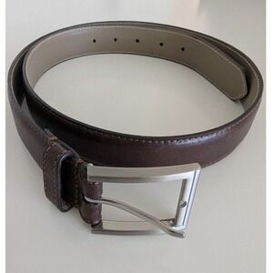 Men's Brown Italian Leather Belt with Silver Buckle Size‎ 36 Dress Casual